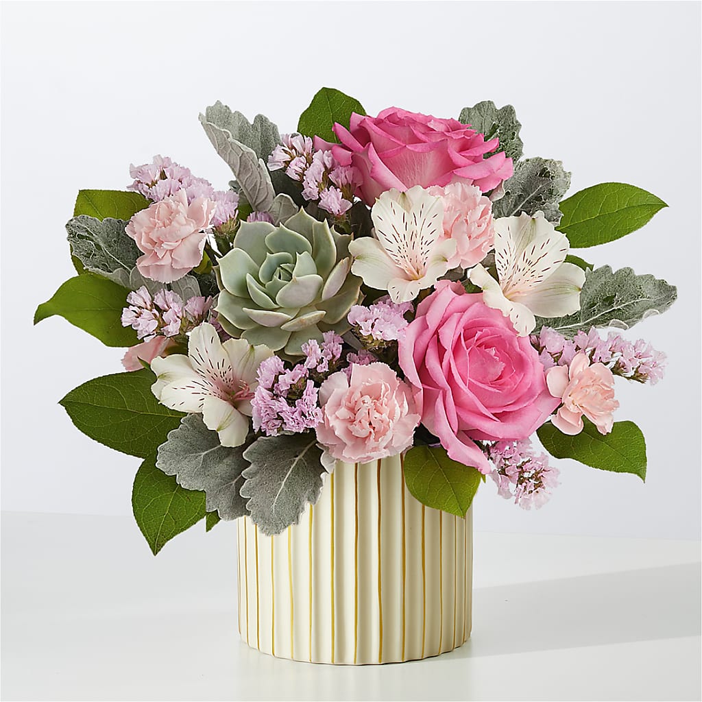 Dusty Rose Bouquet with Ivory Vase – ANTOSZYK'S GARDEN CENTER & FLORIST SHOP, Butler PA
