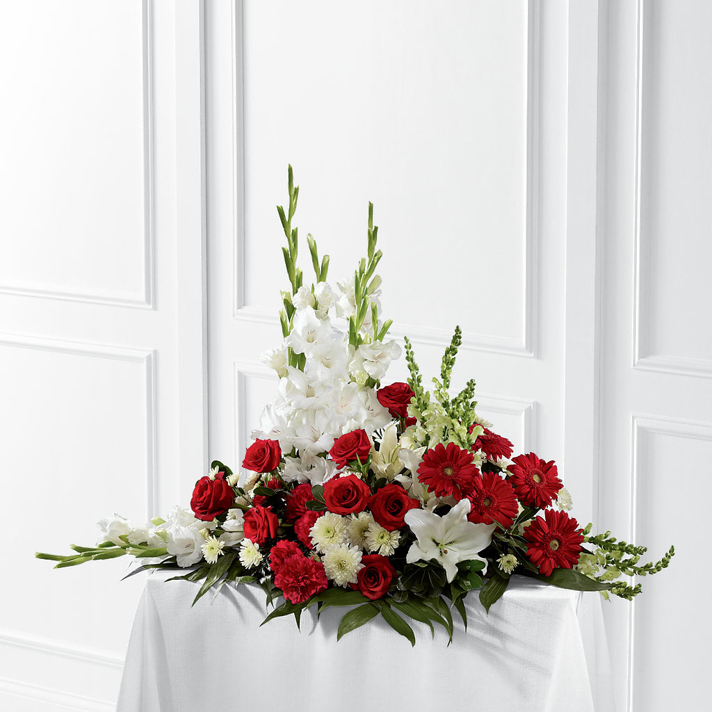 Crimson & White Arrangement – ANTOSZYK'S GARDEN CENTER & FLORIST SHOP, Butler PA