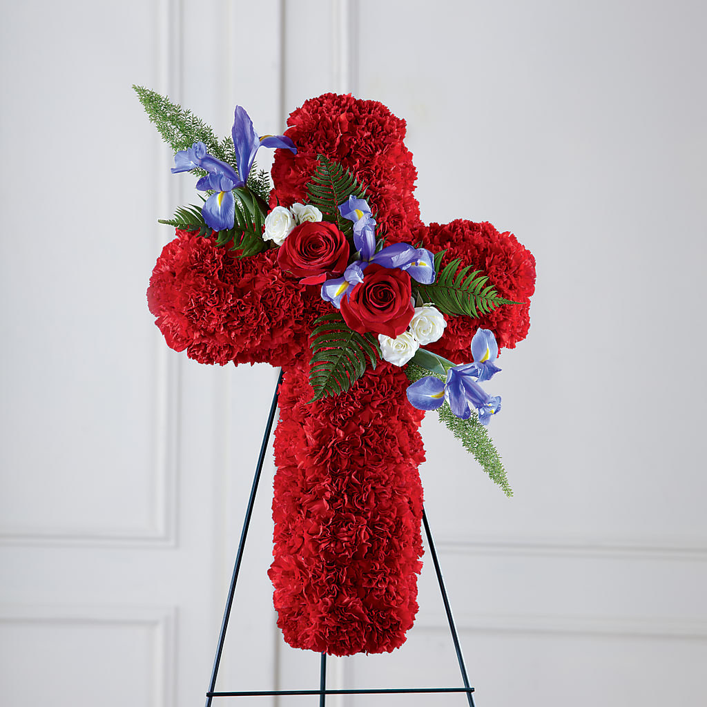 Faithful Hero Floral Cross – ANTOSZYK'S GARDEN CENTER & FLORIST SHOP, Butler PA