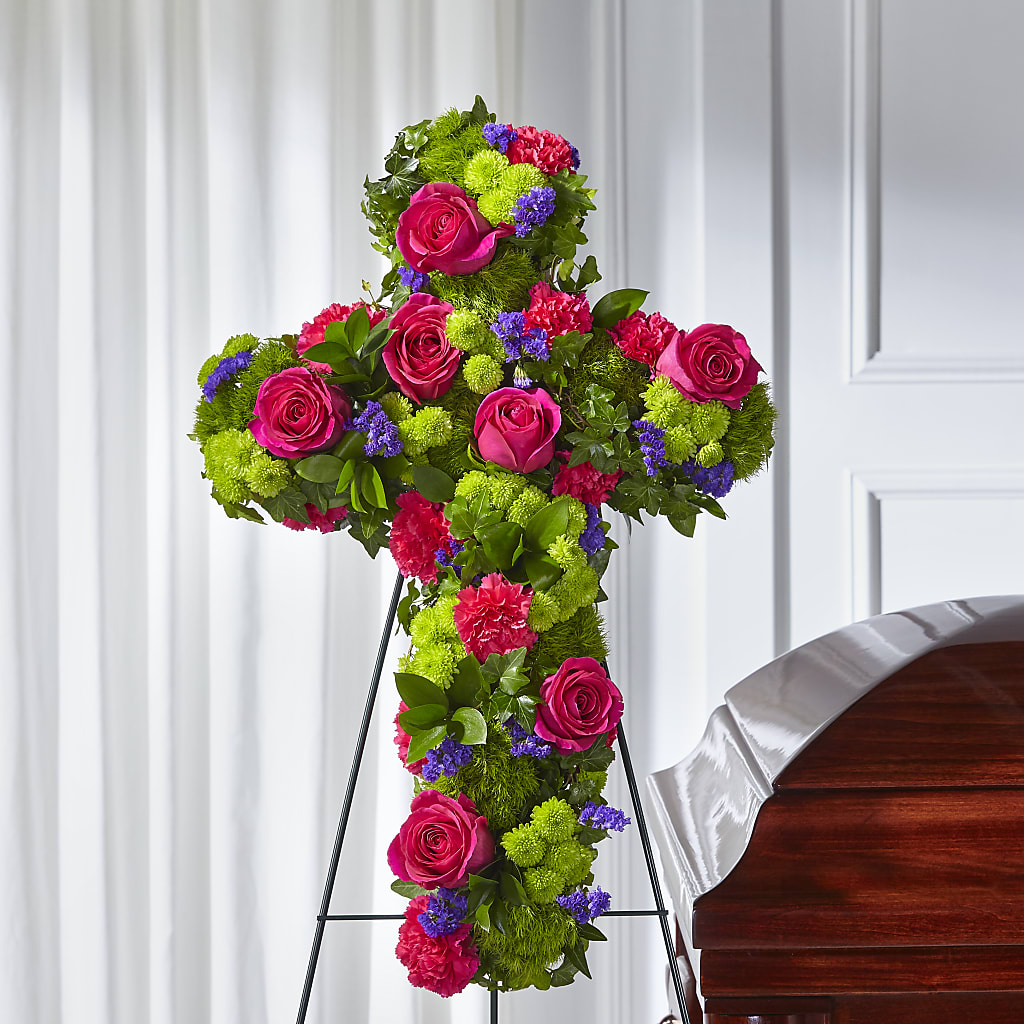 Tribute Rose Floral Cross – ANTOSZYK'S GARDEN CENTER & FLORIST SHOP, Butler PA
