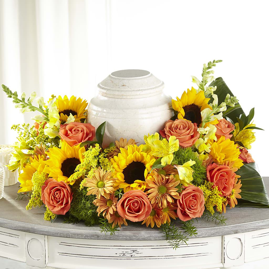 Faithful Sunflower Cremation Adornment – ANTOSZYK'S GARDEN CENTER & FLORIST SHOP, Butler PA