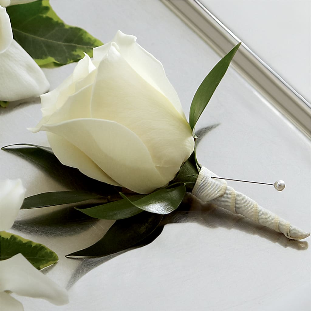 White Rose Boutonniere – ANTOSZYK'S GARDEN CENTER & FLORIST SHOP, Butler PA