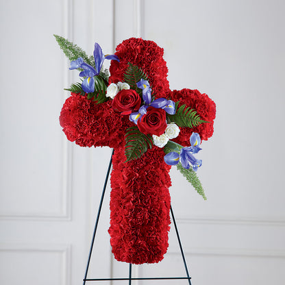 Faithful Hero Floral Cross – ANTOSZYK'S GARDEN CENTER & FLORIST SHOP, Butler PA
