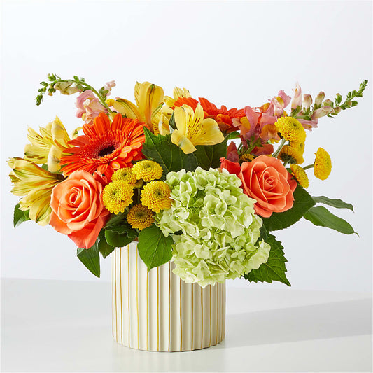 Autumn Sunshine Bouquet with Ivory Vase – ANTOSZYK'S GARDEN CENTER & FLORIST SHOP, Butler PA