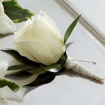 White Rose Boutonniere – ANTOSZYK'S GARDEN CENTER & FLORIST SHOP, Butler PA